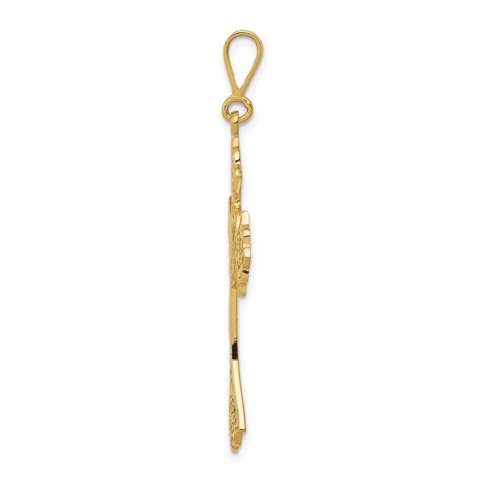 14K Gold Celtic Cross Pendant with Textured Design  Elegant and Solid Secondary image