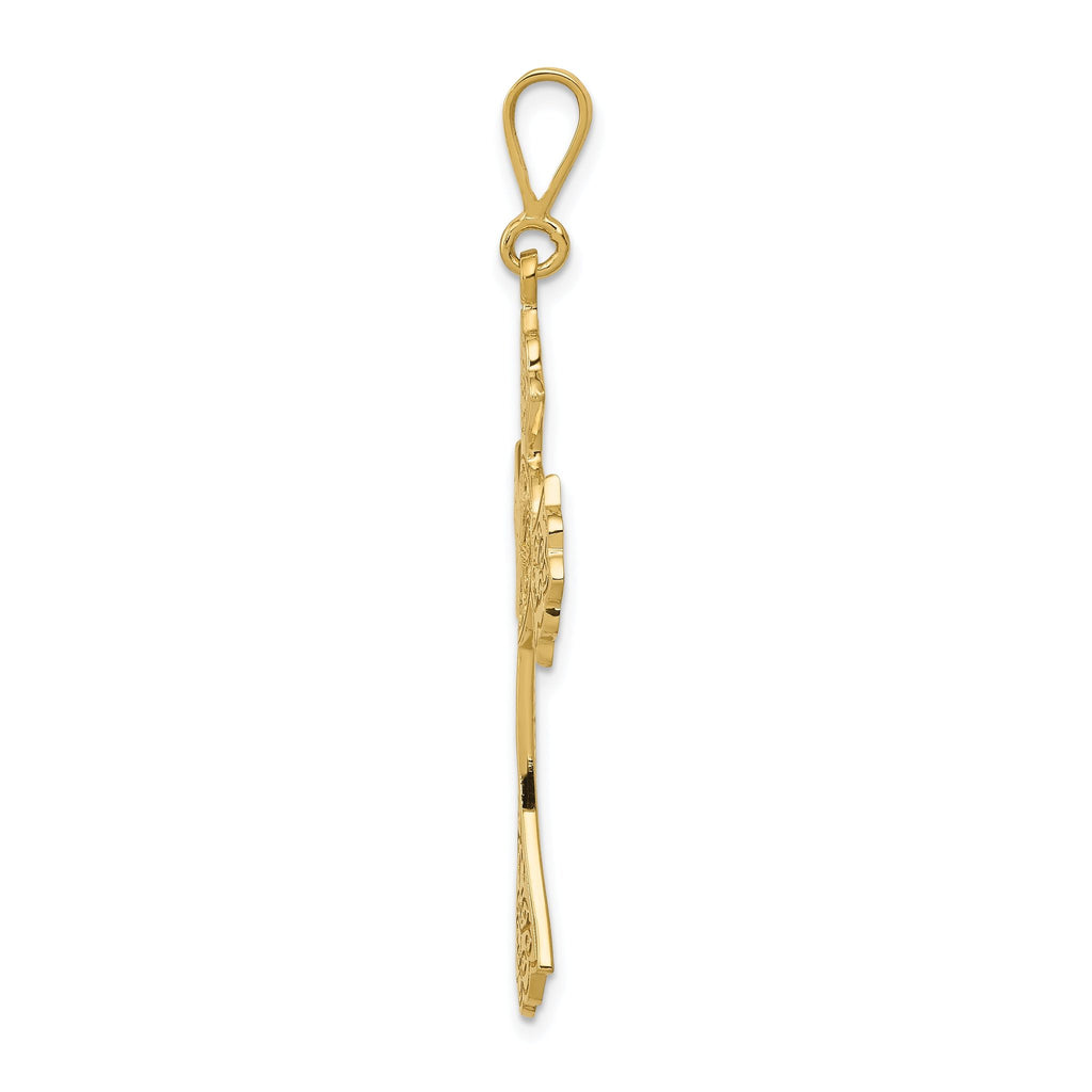 14K Gold Celtic Cross Pendant with Textured Design  Elegant and Solid