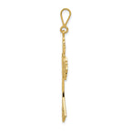 14K Gold Celtic Cross Pendant with Textured Design  Elegant and Solid
