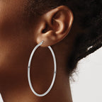 14k White Gold Polished 2x55mm Polished Hoop Earrings