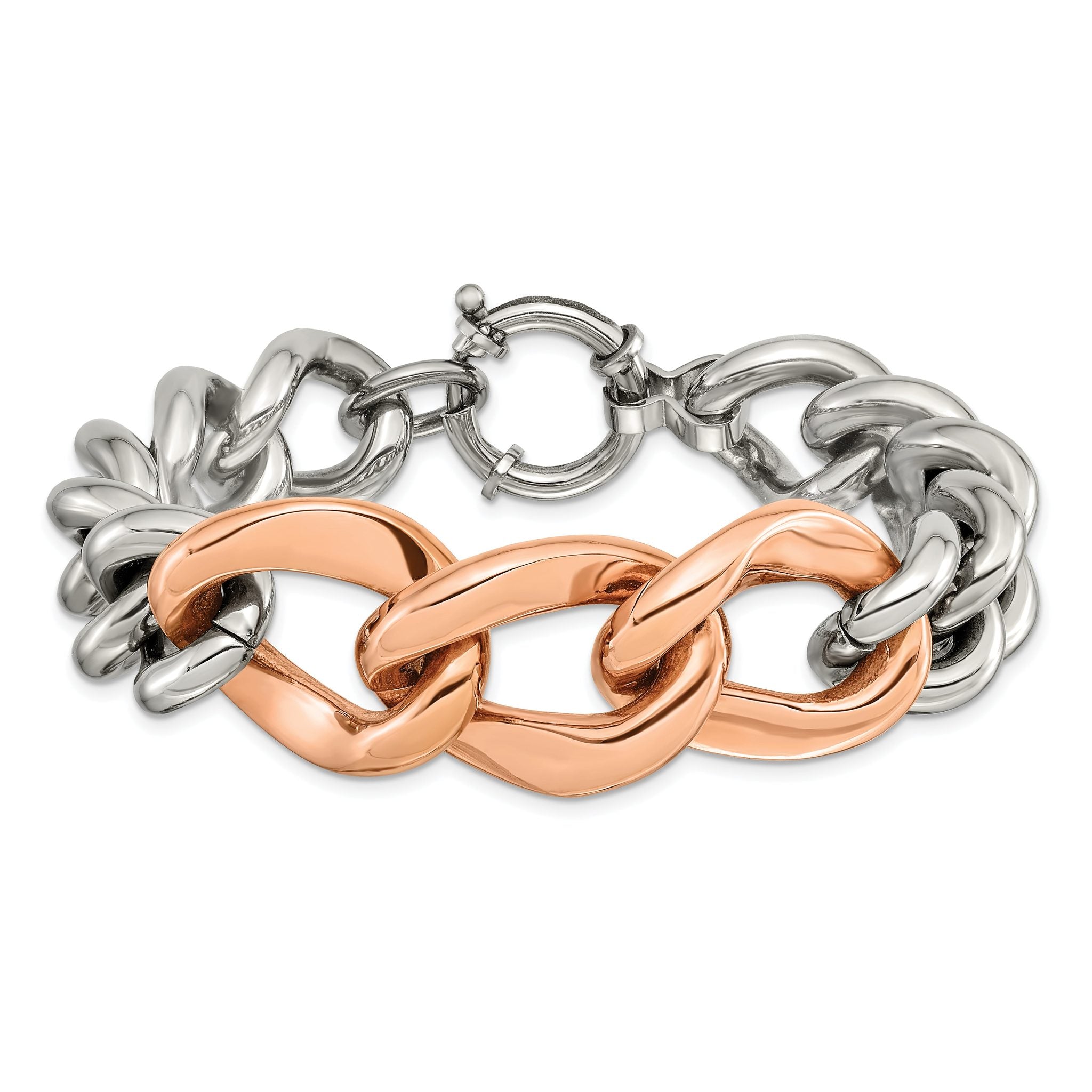 Stainless Steel Polished Rose IP-plated Bracelet for Men