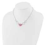 Sterling Silver Polished Pink Preciosa Crystal Triangle Necklace