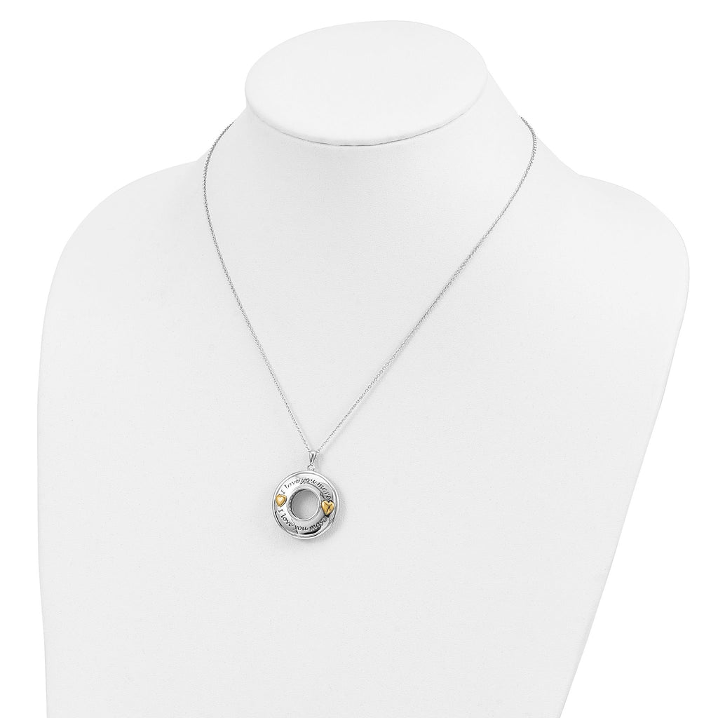 Sentimental Expressions Sterling Silver Gold-plated Antiqued CZ I Love You More 18in. Necklace