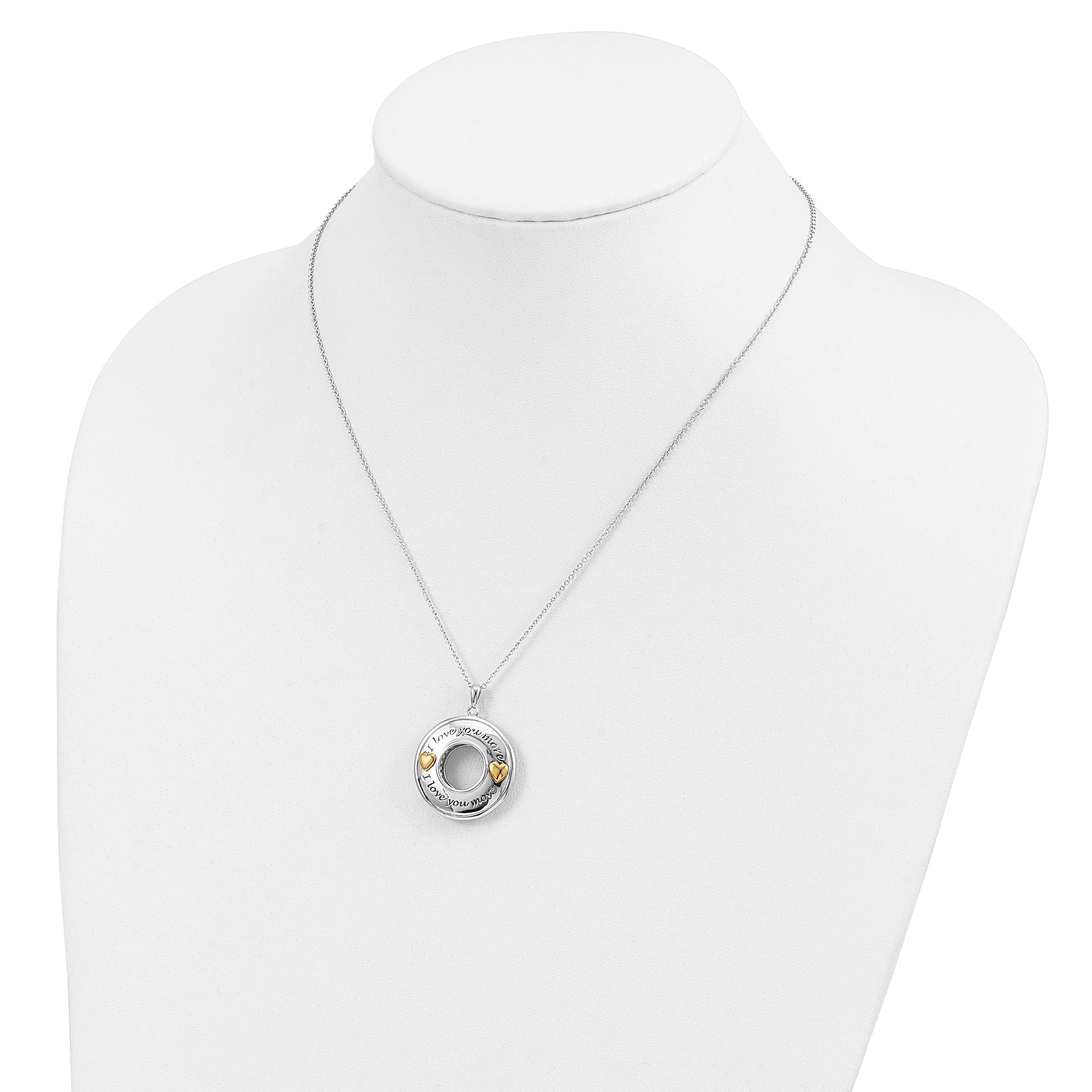 Sentimental Expressions Sterling Silver Gold-plated Antiqued CZ I Love You More 18in. Necklace