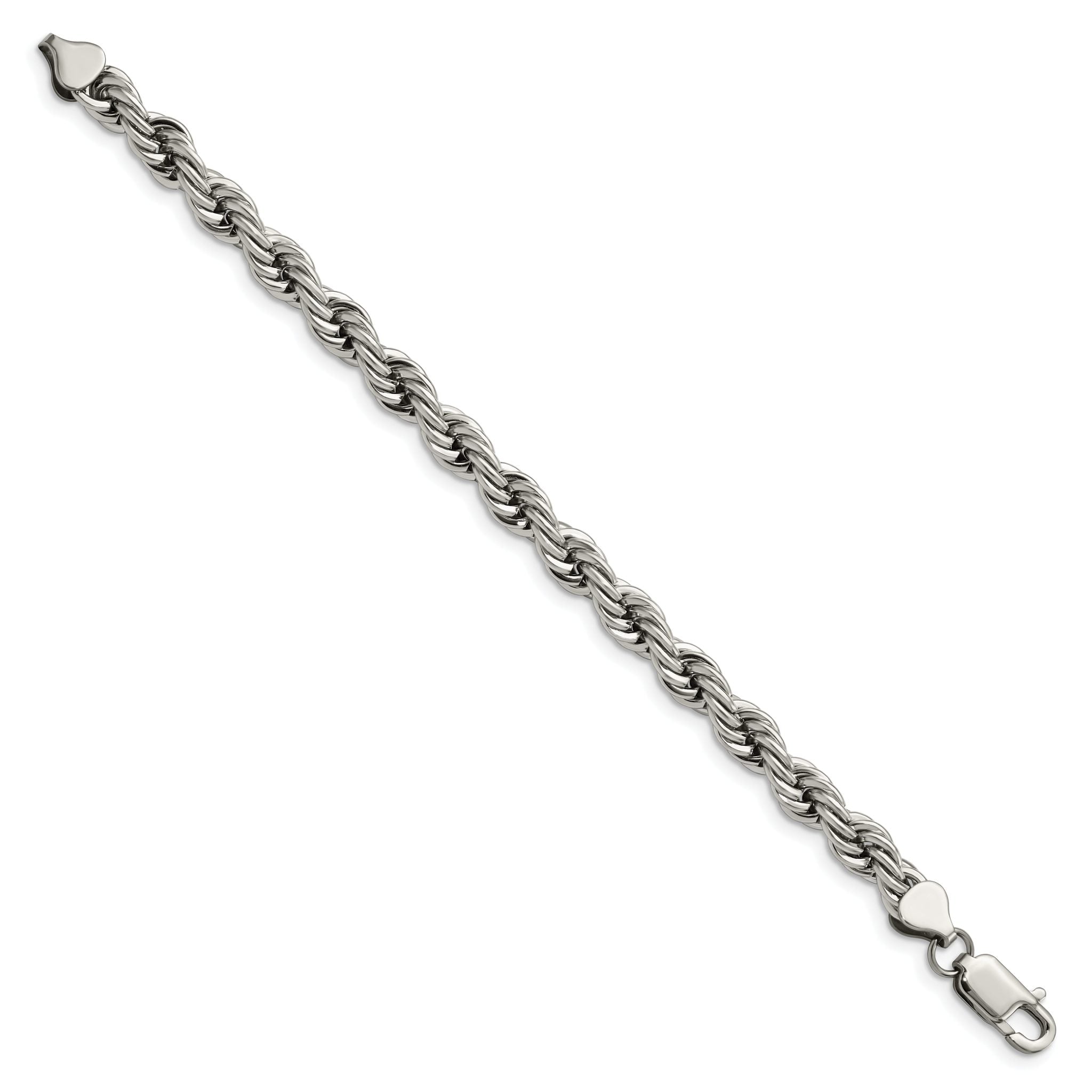 Chisel Stainless Steel Polished 7mm 7.25 inch Rope Bracelet Secondary image