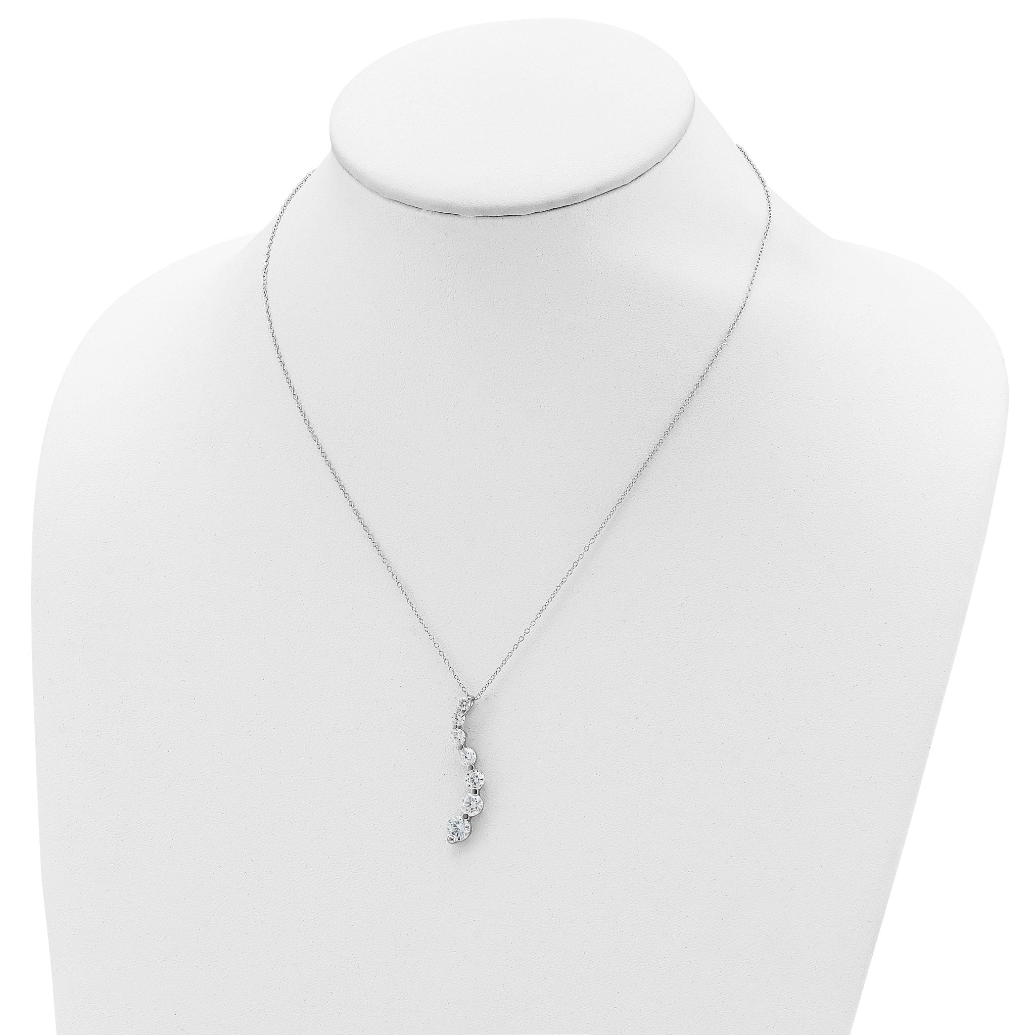 Sterling Silver Rhodium-plated CZ Journey Necklace