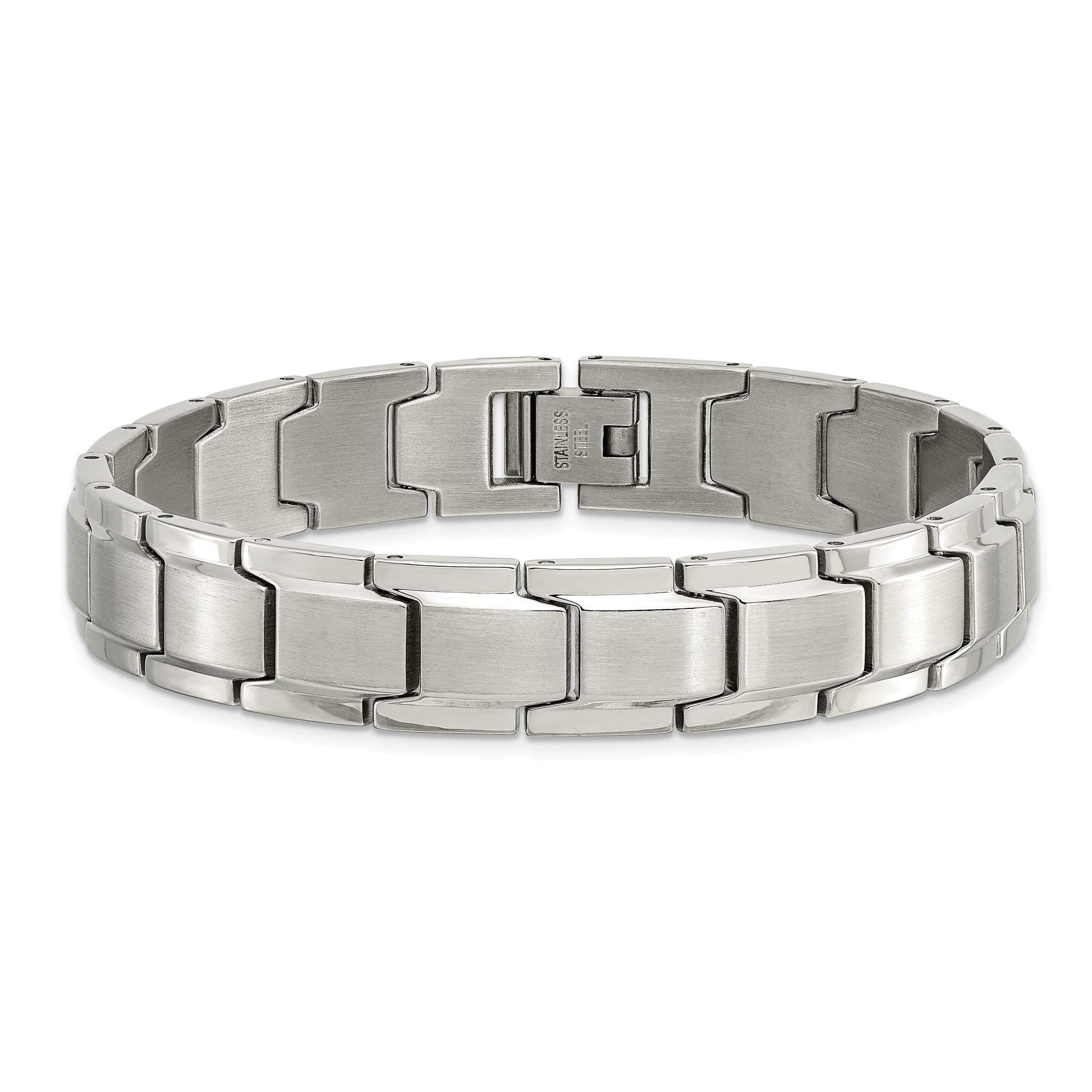 Stainless Steel Brushed and Polished Link Bracelet for Men