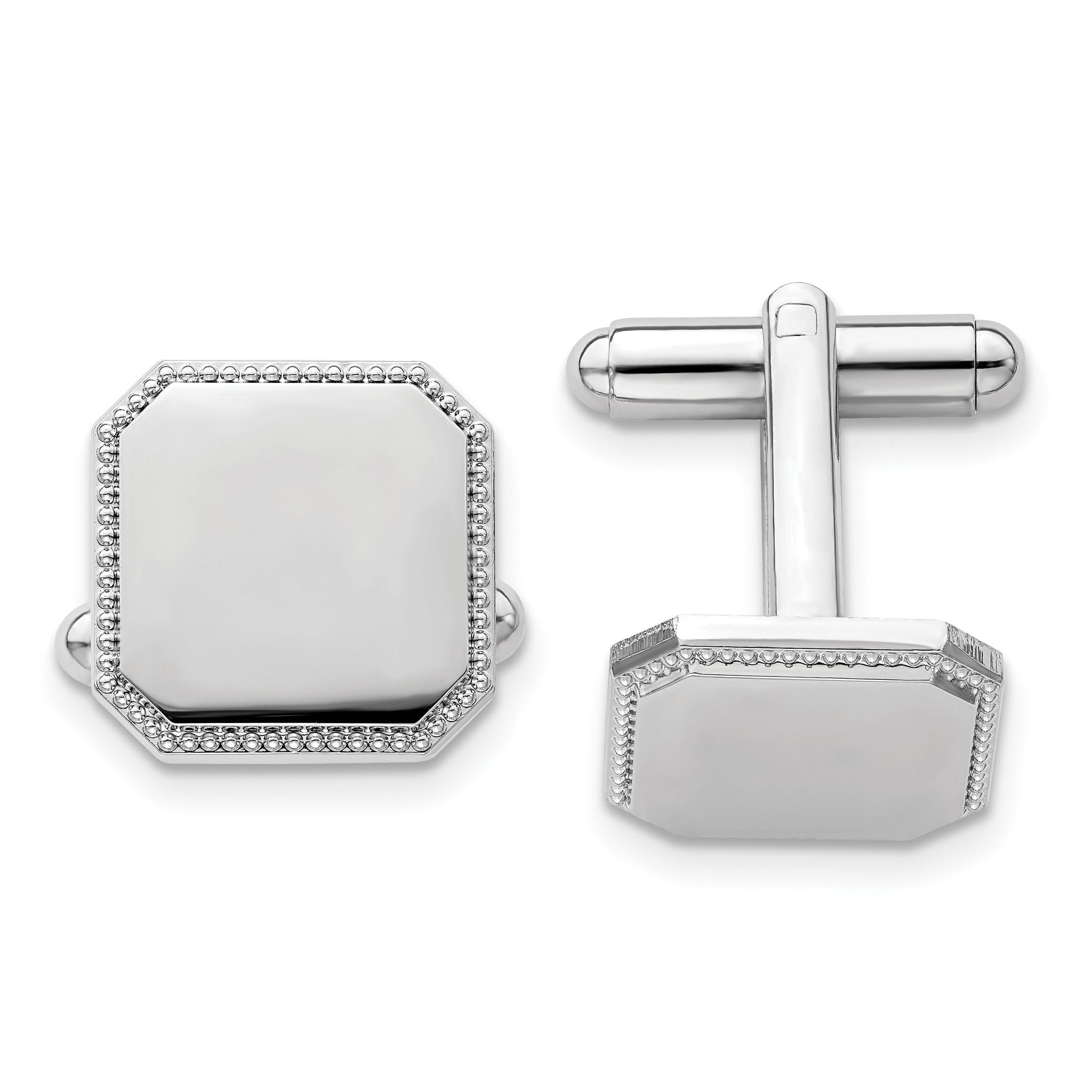 Rhodium-Plated Square Engravable Cuff Links by Kelly Waters