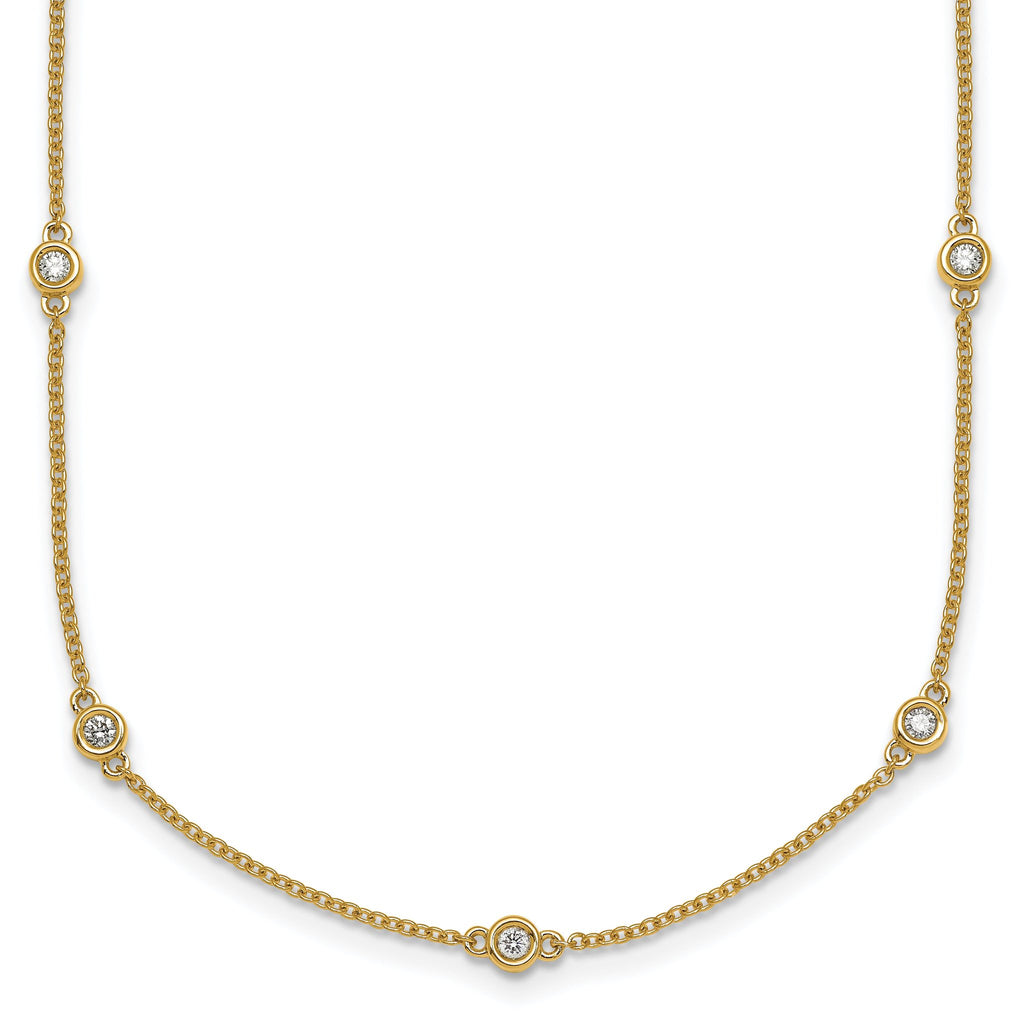 14k Complete 1/3 carat Bezel-set Diamond and Cable Chain 13-Station 16 inch Necklace