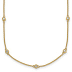 14k Complete 1/3 carat Bezel-set Diamond and Cable Chain 13-Station 16 inch Necklace