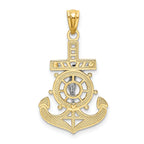 14K Yellow Gold Mariners Crucifix Pendant with Rhodium Accents and Polished Finish