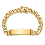 14k Hand-polished Solid Chain/Solid Plate Curb Link 44x12mm Plate 8 inch ID Bracelet