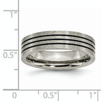 Black Enamel Striped Wedding Band in Titanium, 6mm