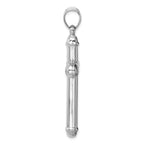 14K White Gold Hollow Cross Pendant with Rhodium Plating 3D Design