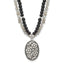 Sterling Silver Antiqued Agate,Labradorite,Quartz Flower 2in ext Necklac