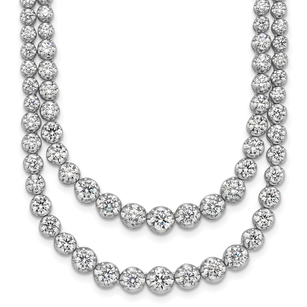 14k White Gold 14 7/8 carat Lab Grown Diamond VS/SI+ G+ Complete 18 inch Graduated Layered Tennis Necklace