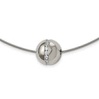 Chisel Titanium CZ Pendant with Polished Stainless Steel 17 inch Wire Necklace