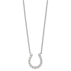 Sterling Silver Rhodium-plated CZ Horseshoe Necklace