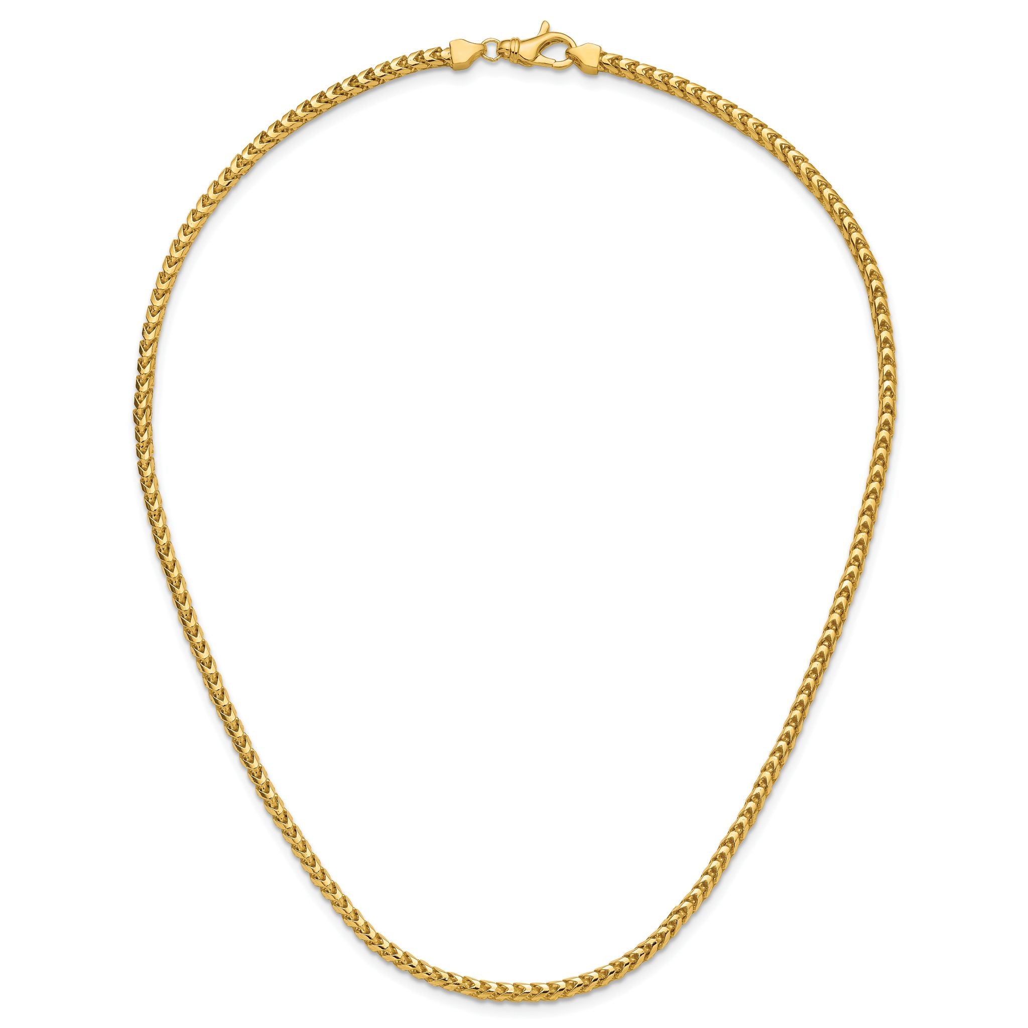 14K Yellow Gold Solid Franco Chain Necklace 3mm
