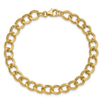 14K Polished and Textured Fancy Link Bracelet