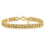 14K Polished Fancy Beveled Curb Bracelet