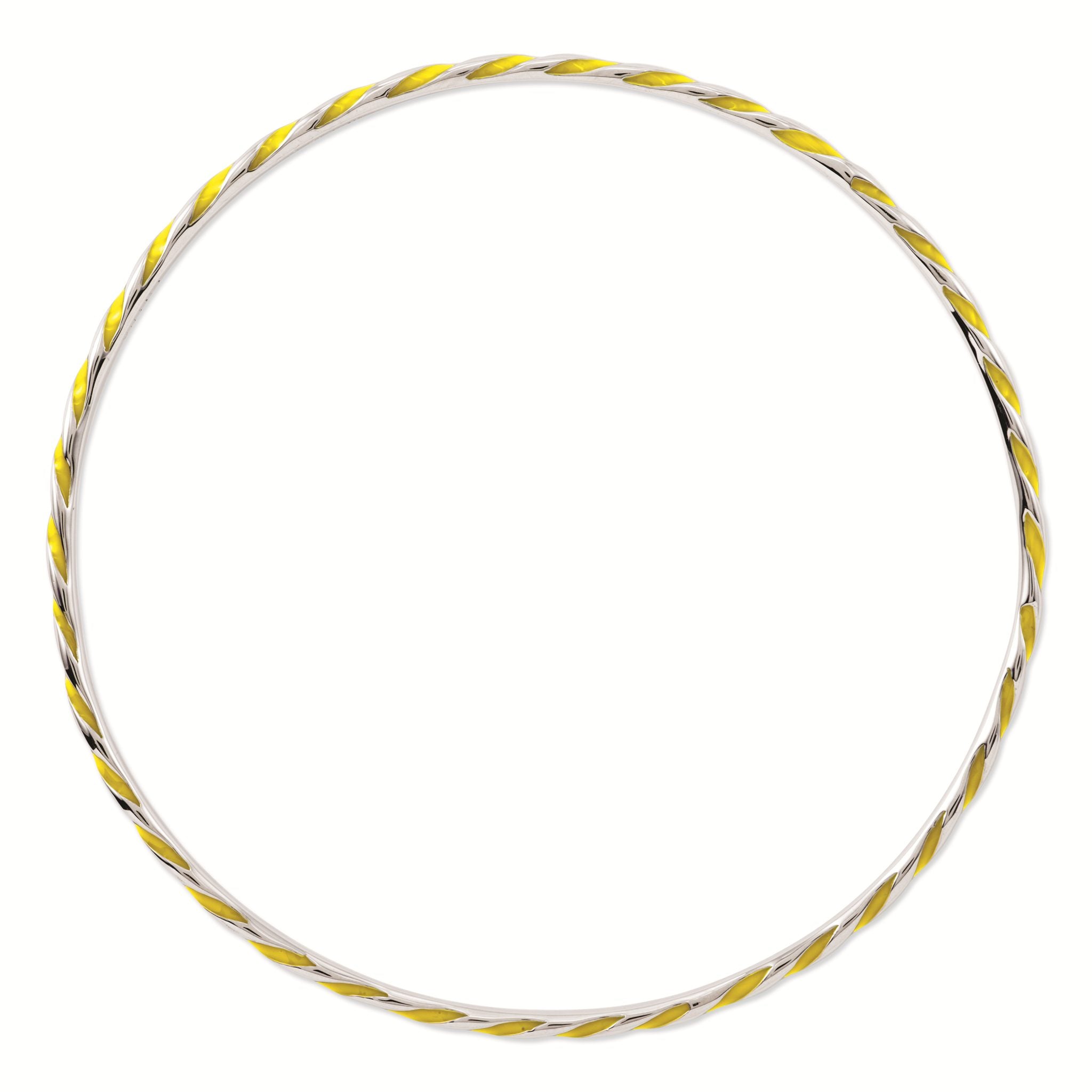 Sterling Silver 925 Stackable Yellow Enamel Bangle with Polished Finish