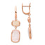 Sterling Silver Rose-tone Created Pink Cats Eye Dangle Earrings