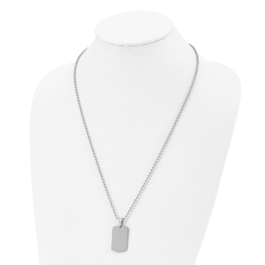 Reversible Dog Tag Necklace in Stainless Steel, 24"