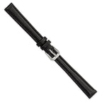 Long Smooth Leather Watch Band in Black with Silver-Tone Buckle, 16mm