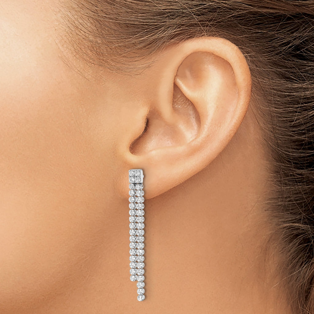 14k White Gold 1 7/8 carat Lab Grown Diamond VS/SI+ G+ Complete Dangle Post Earrings