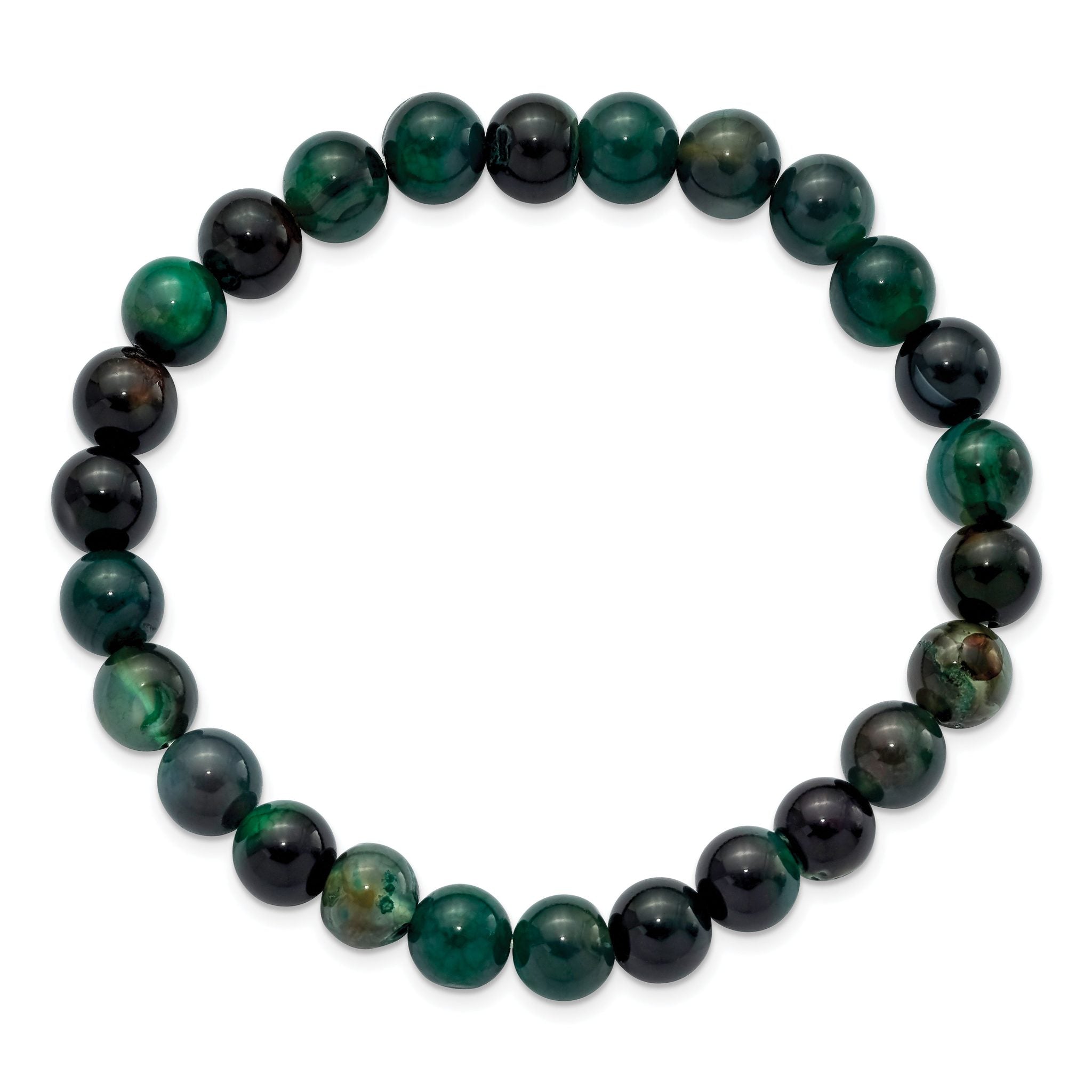 8mm Aquatic Agate Beaded Stretch Bracelet Secondary image