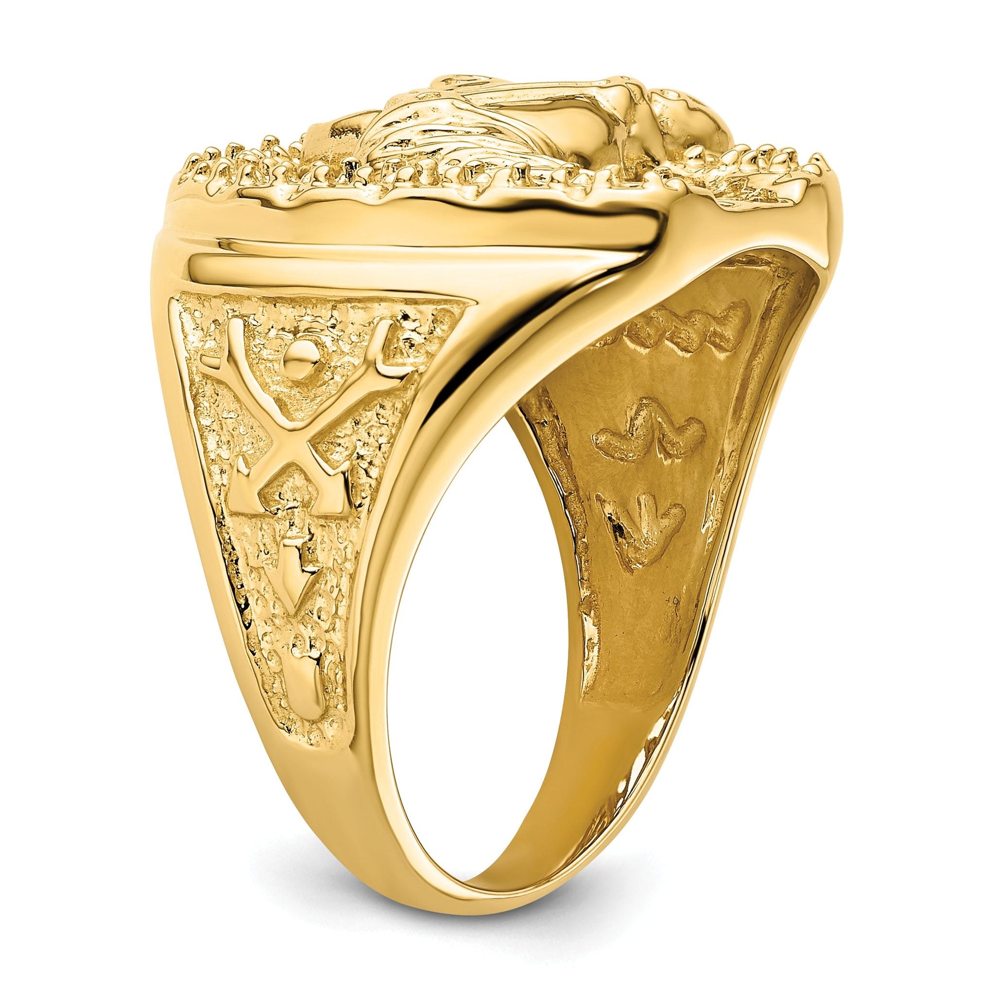 14k Horseshoe w/Horse in Center Mens Ring Mounting (No Stones Included)