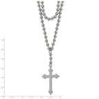 Cross & Crystal Two-Strand Beaded Necklace in Stainless Steel