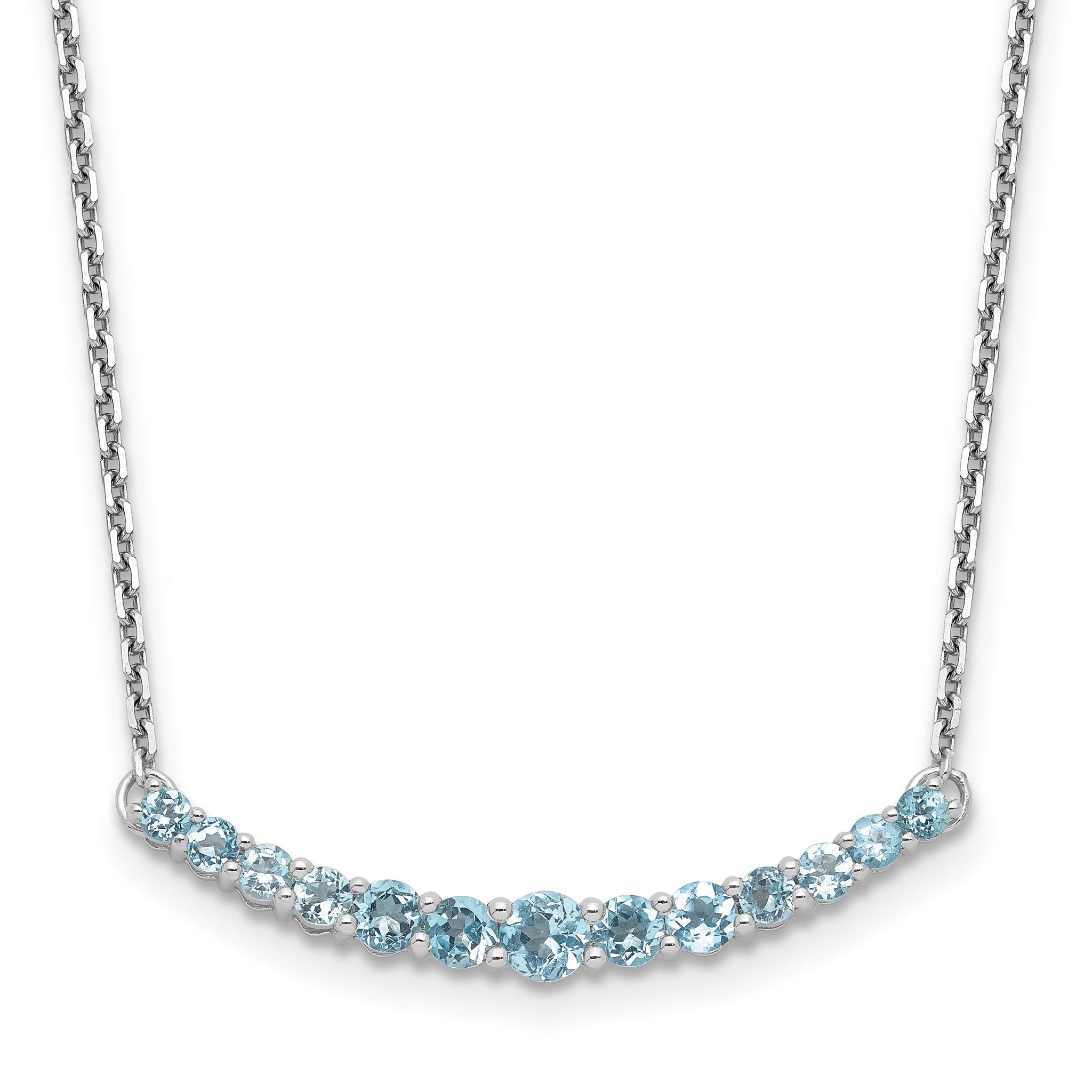 Sterling Silver Rhodium-plated Blue Topaz Pendant w/Necklace Main image