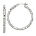 Sophia Jewelers Sterling Silver 2.5mm Diamond-Cut Hinged Hoop Earrings with Polished Finish