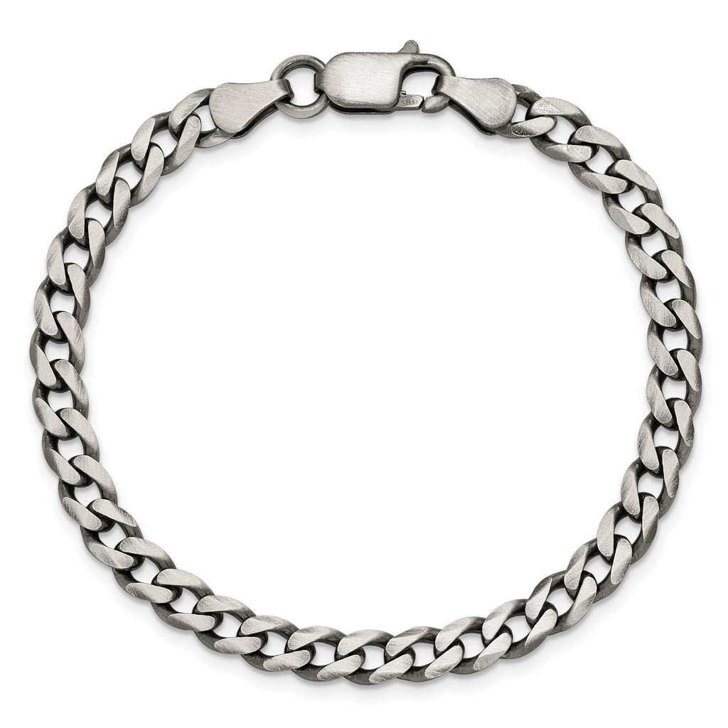 Antiqued Curb Chain Necklace in Sterling Silver, 6mm