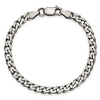Antiqued Curb Chain Necklace in Sterling Silver, 6mm