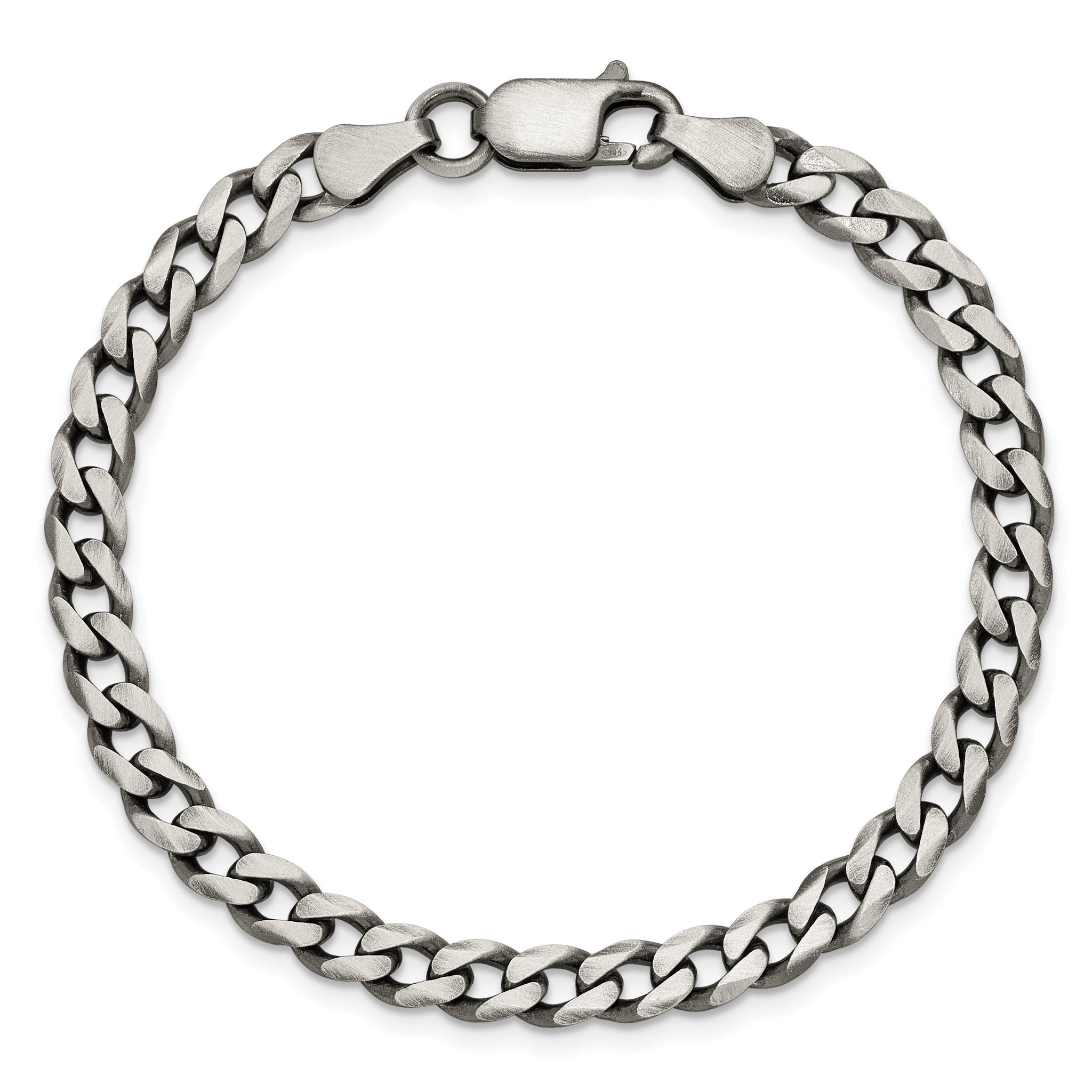 Antiqued Curb Chain Necklace in Sterling Silver, 6mm