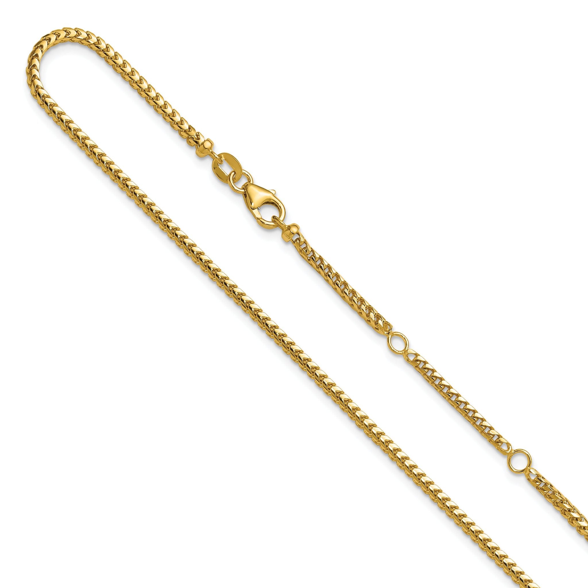 14K 2.1mm D/C Open Franco 1in+1in Adjustable Chain