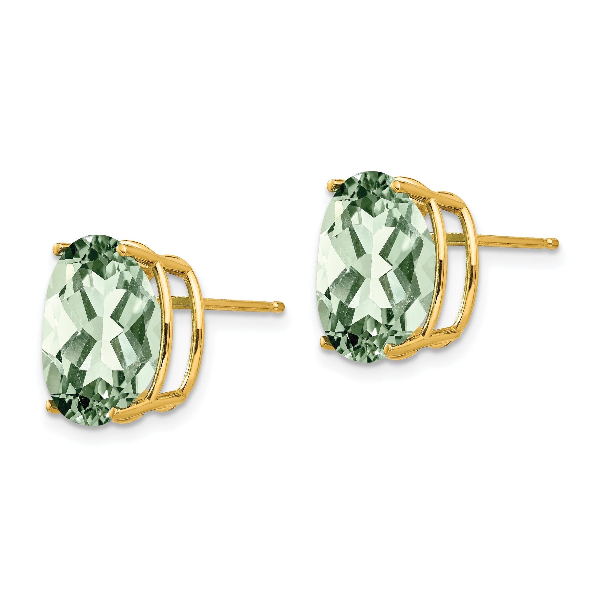 14k 12x10 Oval Green Quartz Earrings Secondary image