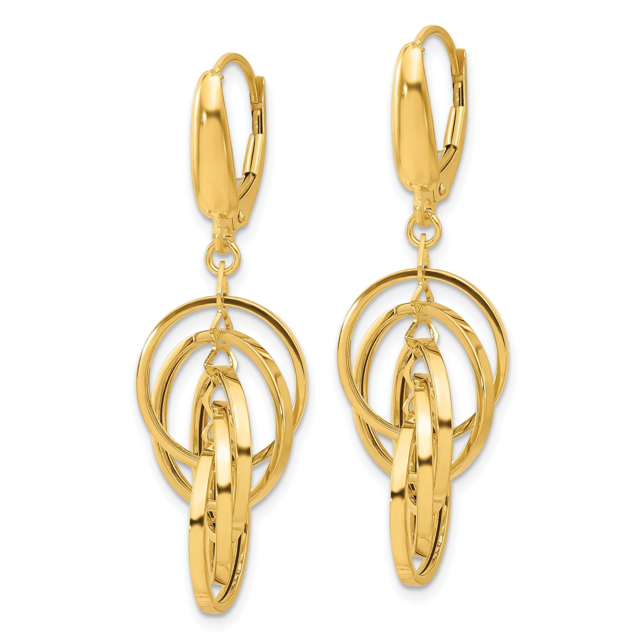 14K Polished Circles Dangle Earrings Secondary image