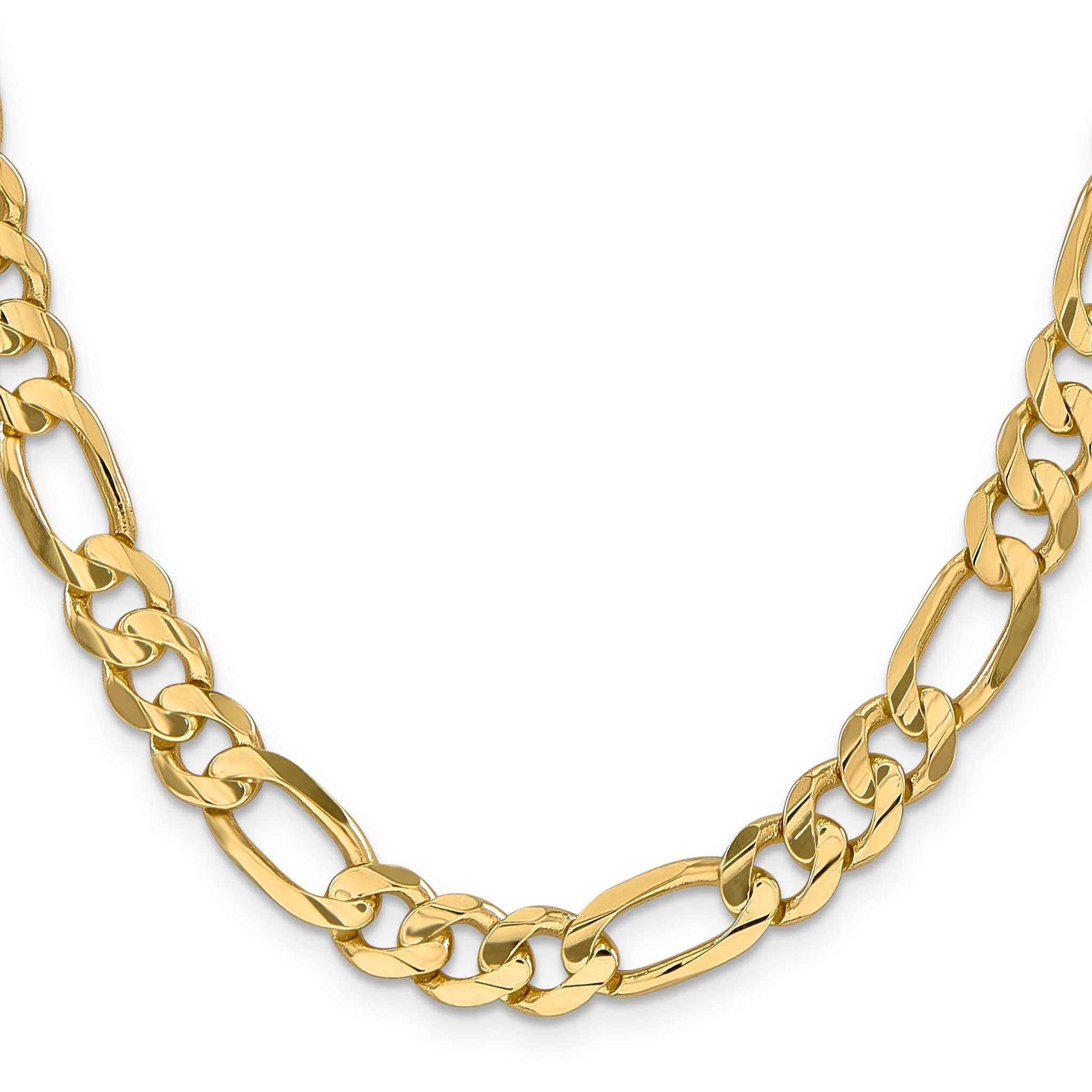 14K 8 inch 8.75mm Concave Open Figaro with Lobster Clasp Bracelet