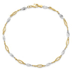 14K Two-tone Polished Fancy Link Anklet