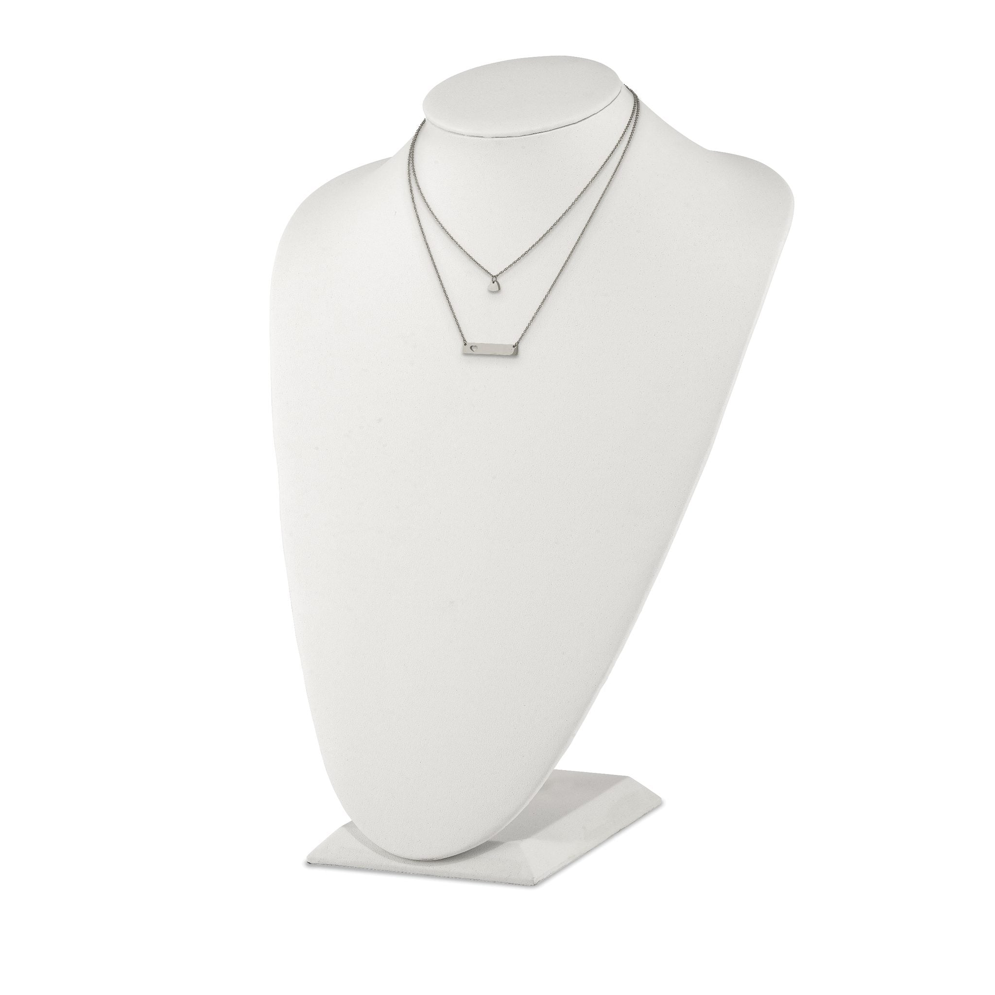 Chisel Stainless Steel Polished Heart and Bar Multi Strand 15.5 inch Cable Chain with a 1.5 inch Extension Necklace Secondary image