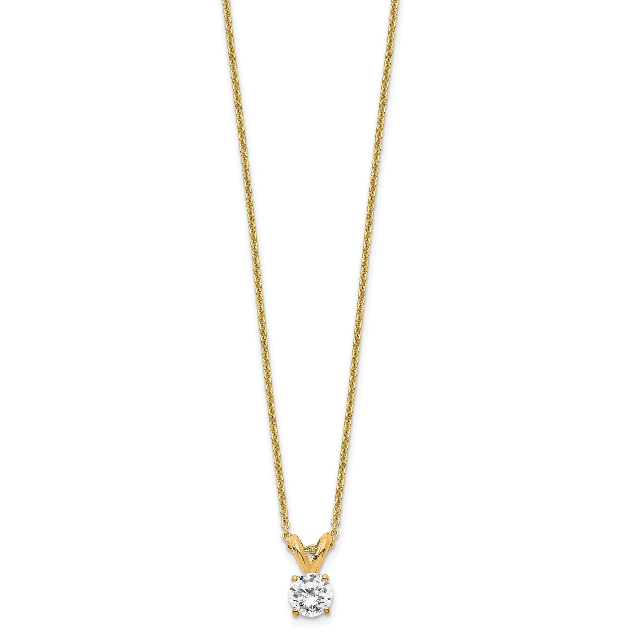 14k 1/4 carat Certified Lab Grown Diamond VS+ F+ Round Complete Four Prong 18 inch Solitaire Pendant Necklace Secondary image