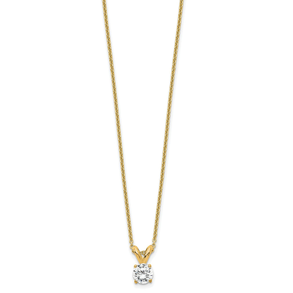 14k 1/4 carat Certified Lab Grown Diamond VS+ F+ Round Complete Four Prong 18 inch Solitaire Pendant Necklace