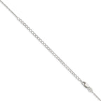 Sterling Silver 1.4mm Flat Oval Cable Chain With 2in Extension