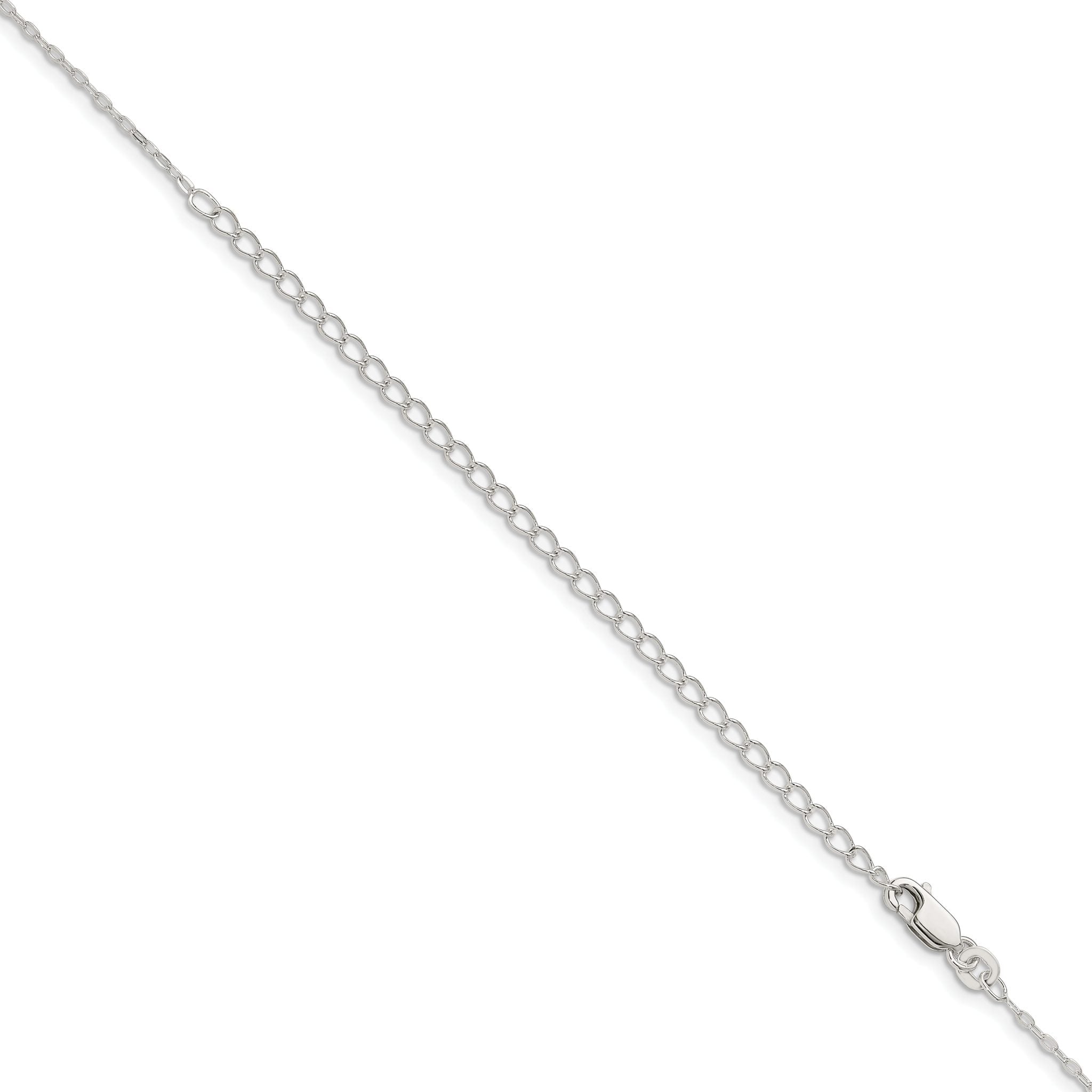 Sterling Silver 1.4mm Flat Oval Cable Chain With 2in Extension