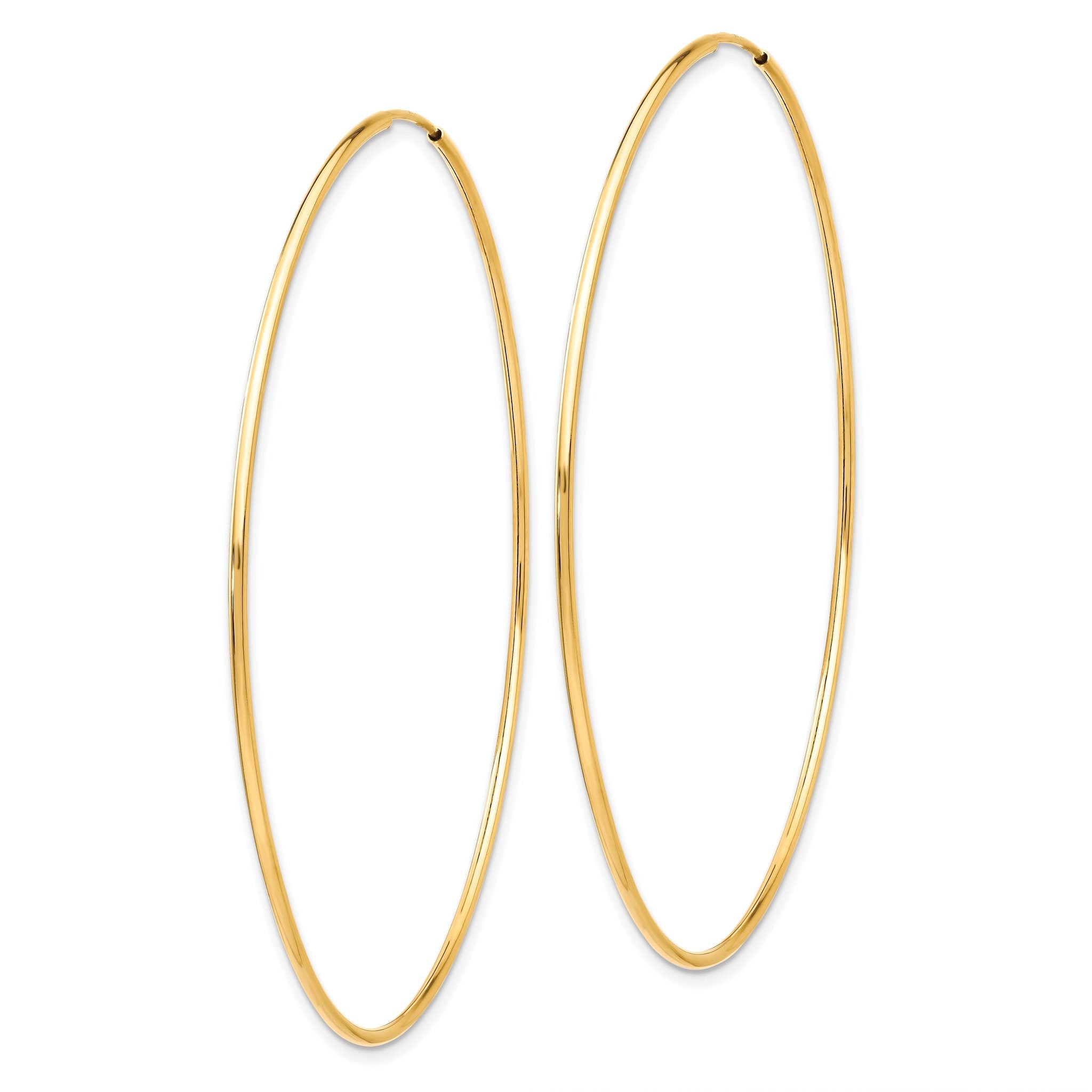 10K Gold Polished Endless Hoop Earrings, 63mm Lightweight Design Secondary image