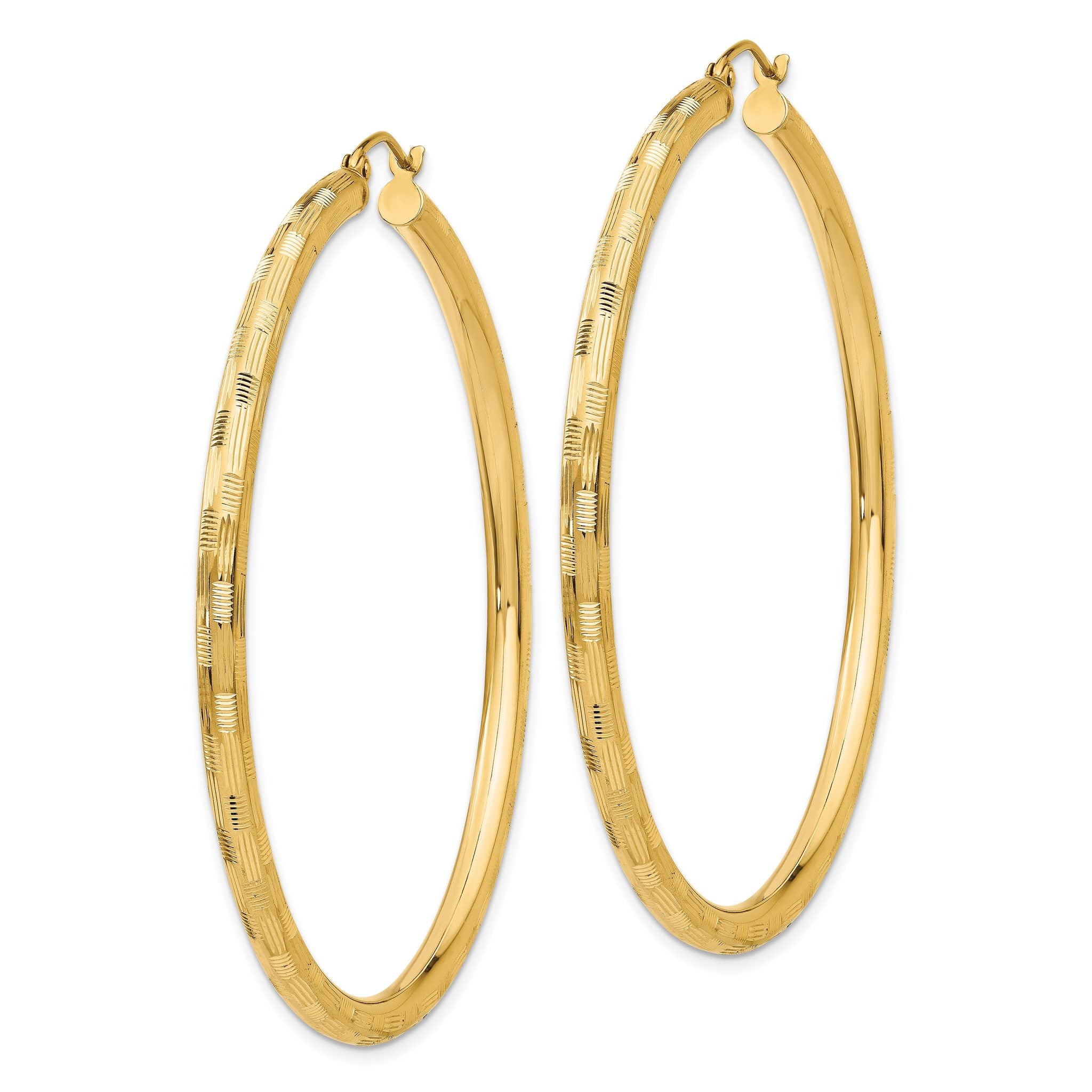 14k Diamond-cut Hoop Earrings Secondary image
